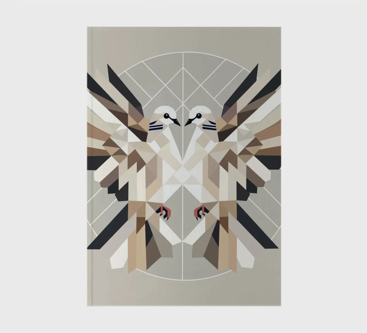 Two doves in geometric style - a symbol of harmony notebook by namosh