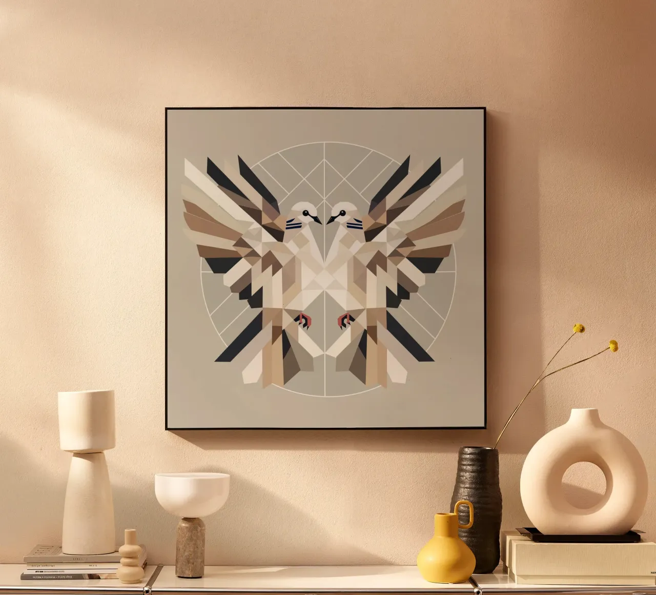 Due colombe in stile geometrico - un simbolo di armonia plexiglass da namosh