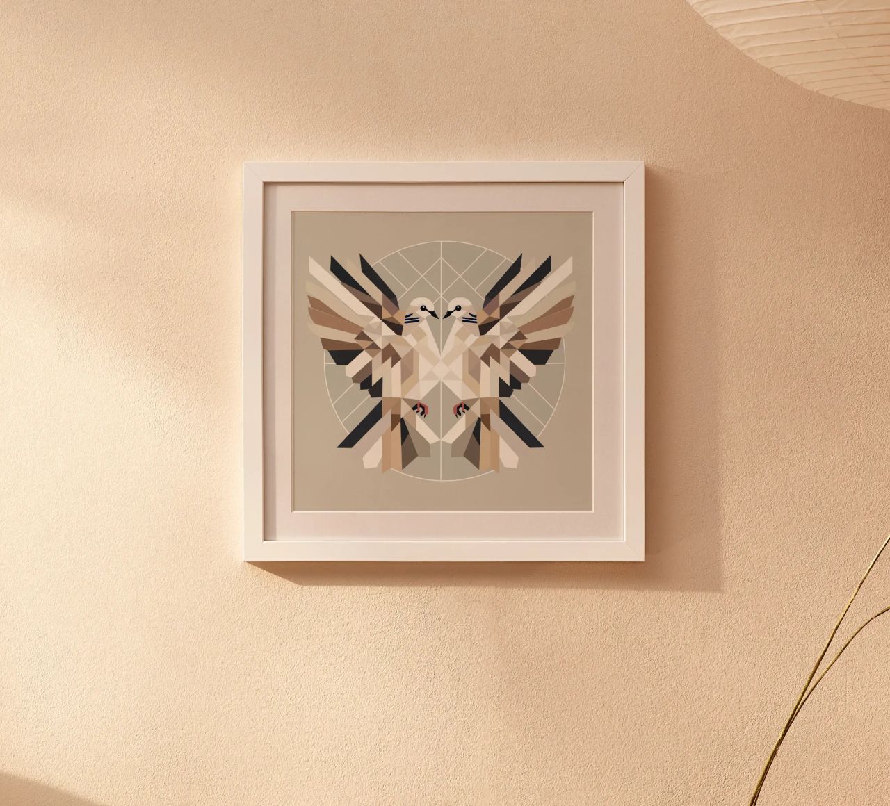Two doves in geometric style - a symbol of harmony poster by namosh