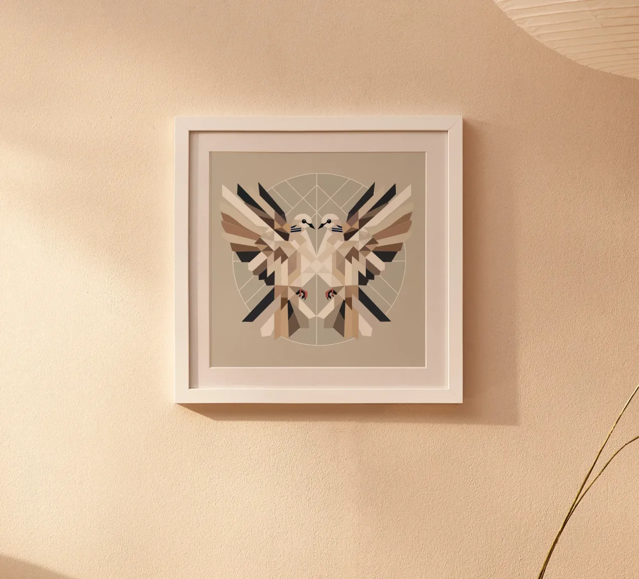 Dos palomas en estilo geométrico: símbolo de armonía poster de namosh