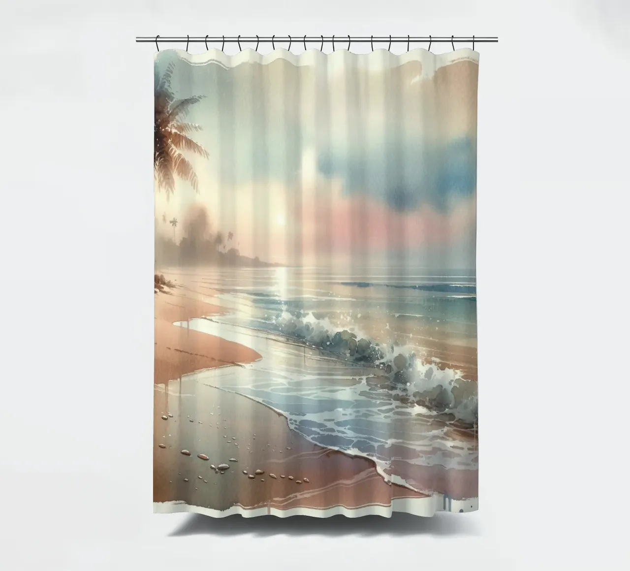 Alba calma sulla spiaggia tropicale tenda da doccia da Chromatic Fusion Studio