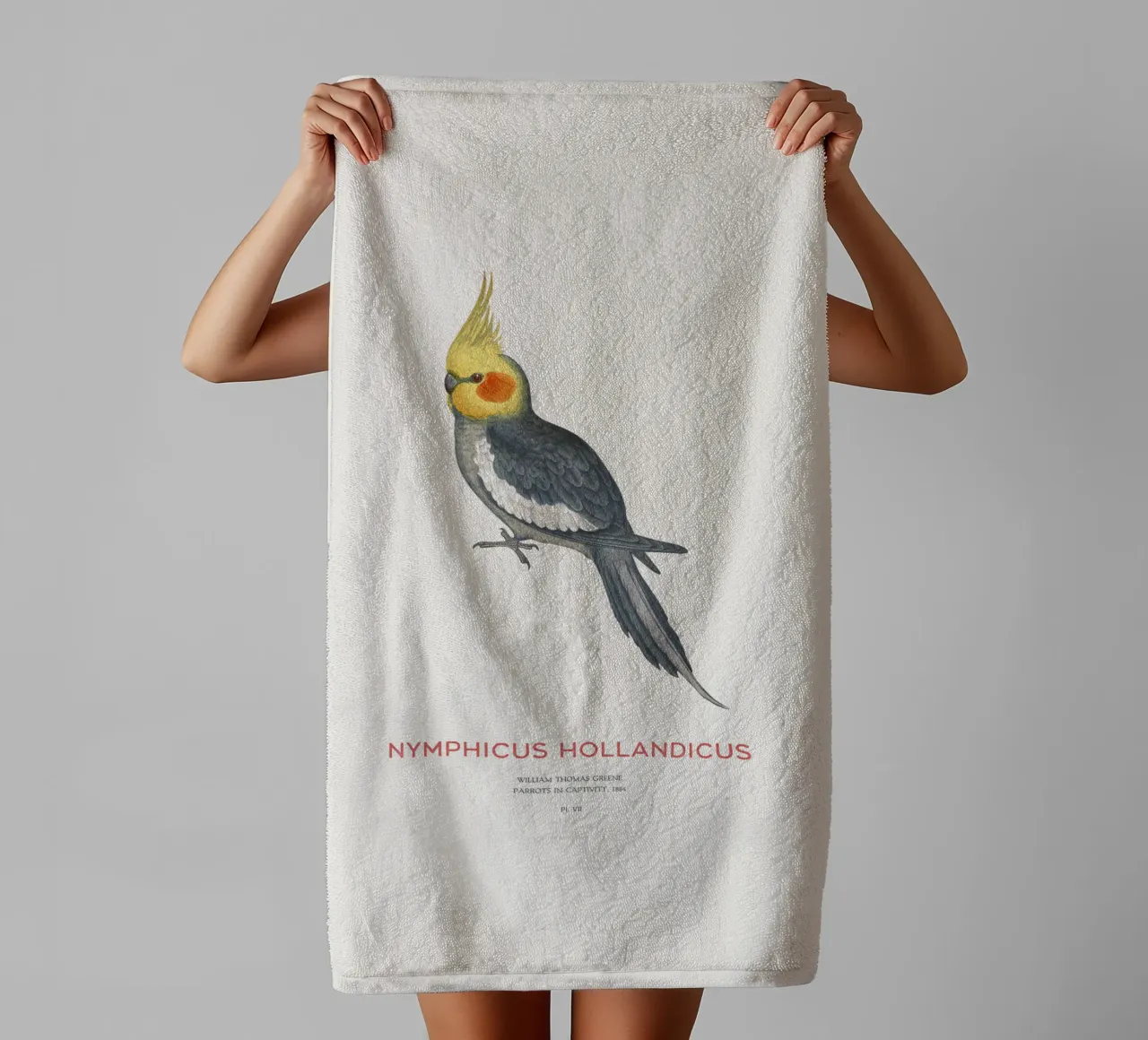 Cacatua o Nymphicus hollandicus asciugamano da bagno da Vintagrafica