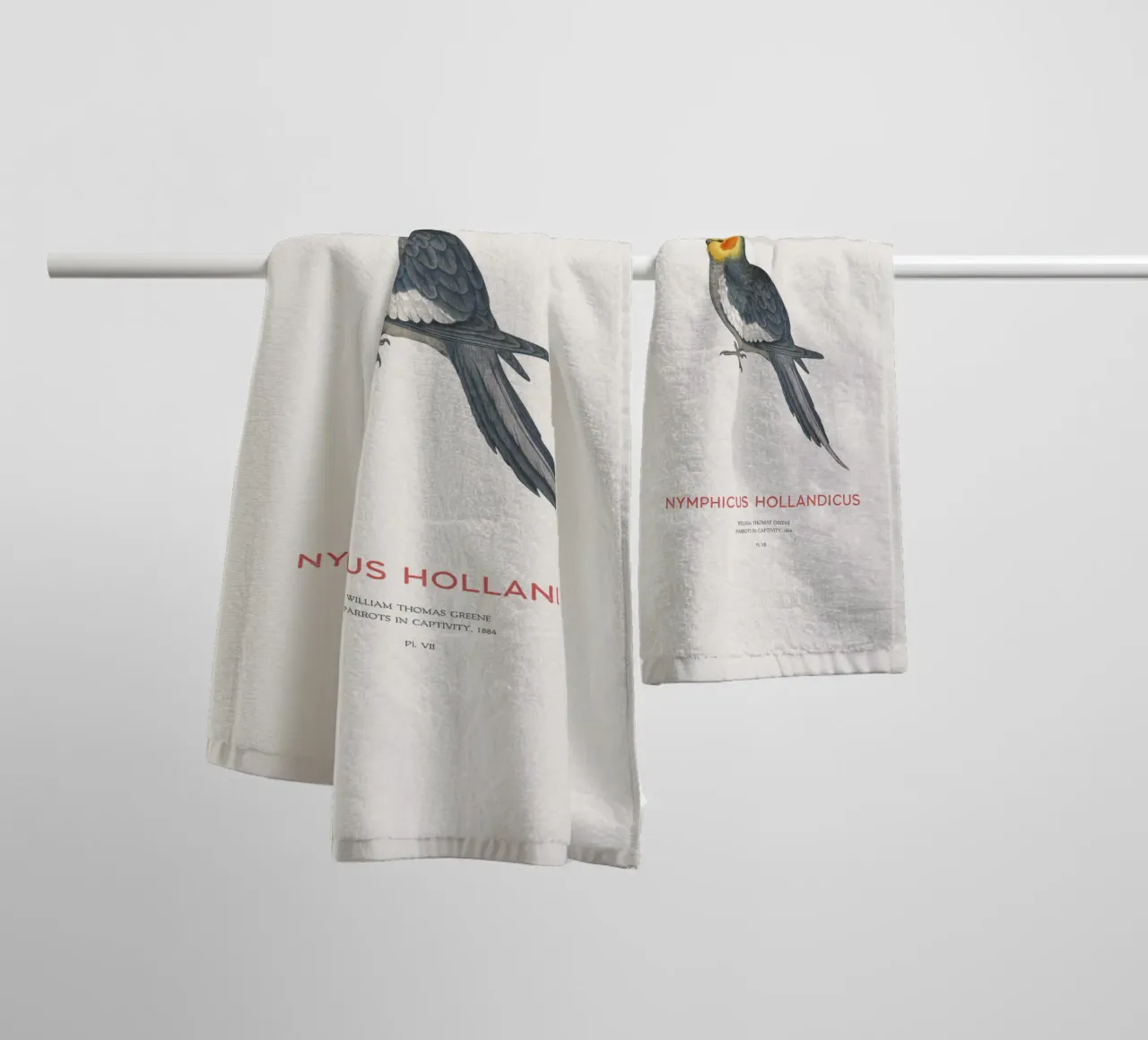 Cacatua o Nymphicus hollandicus asciugamano da bagno da Vintagrafica
