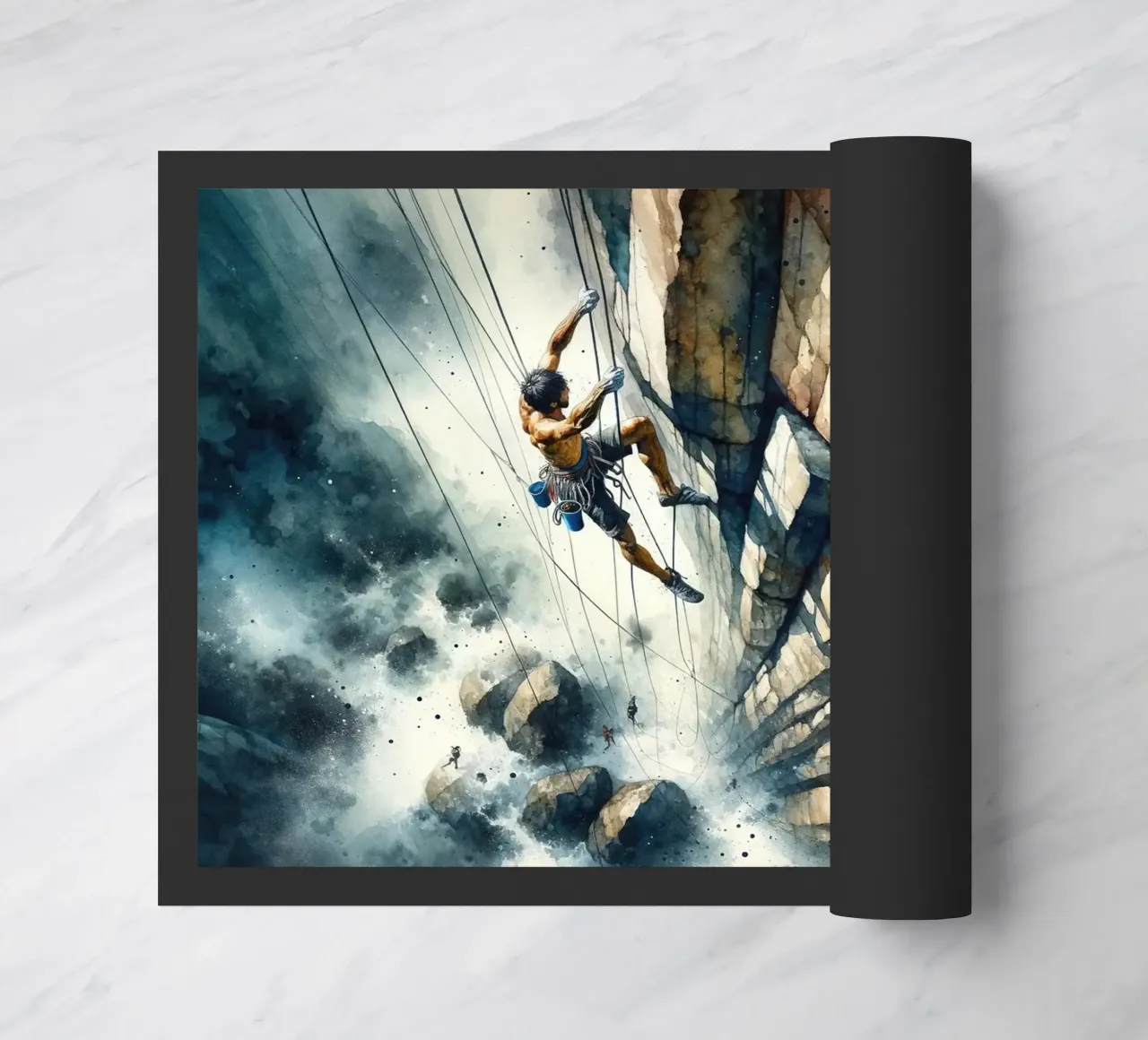 Climber Against the Void Only Courage doormat by Chromatic Fusion Studio