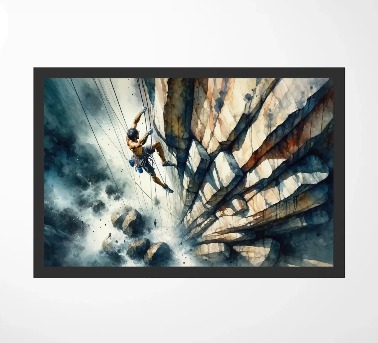 Climber Against the Void Only Courage doormat by Chromatic Fusion Studio