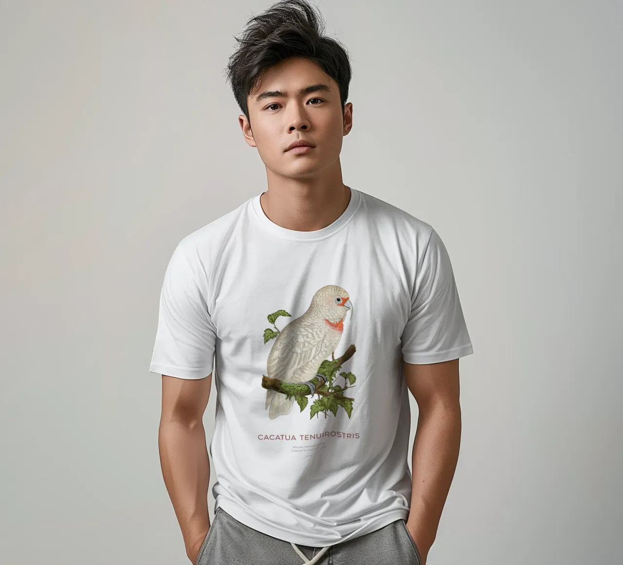 Langschnabelkakadu oder Cacatua tenuirostris T-Shirt von Vintagrafica