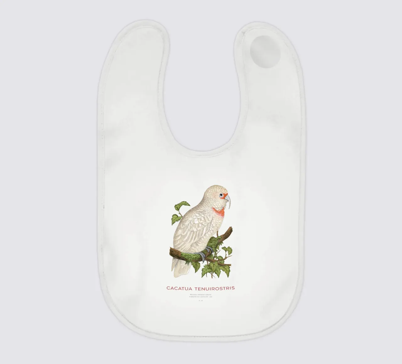 Langschnabelkakadu oder Cacatua tenuirostris Babylätzchen von Vintagrafica