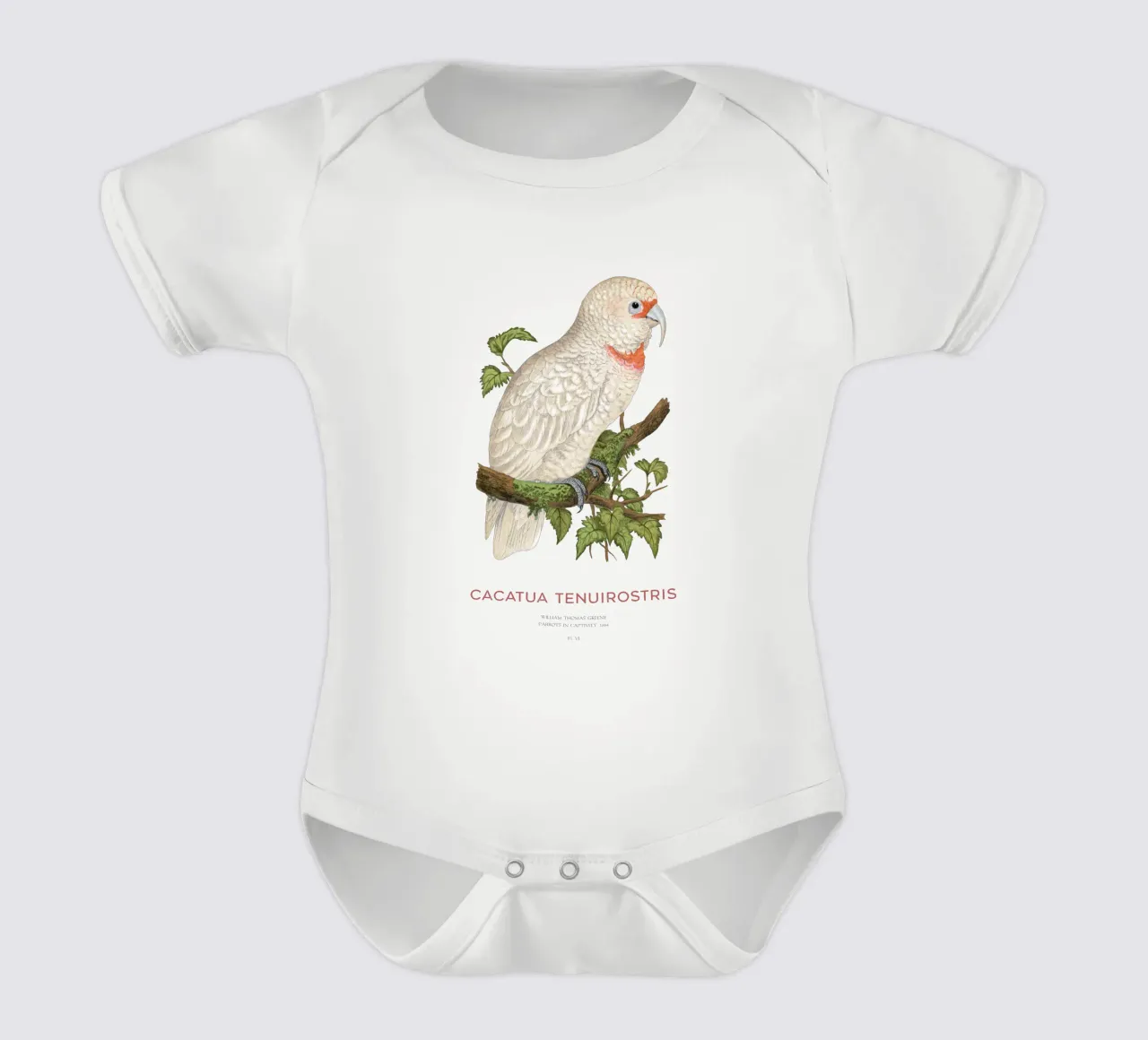 Langschnabelkakadu oder Cacatua tenuirostris Kurzarm Babybody von Vintagrafica