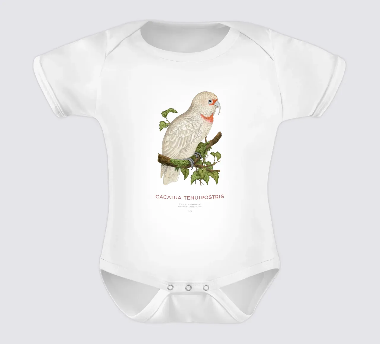 Langschnabelkakadu oder Cacatua tenuirostris Kurzarm Babybody von Vintagrafica