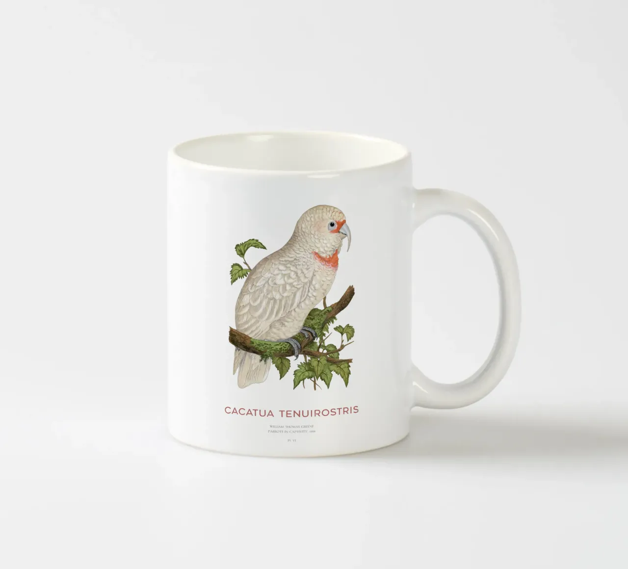 Langschnabelkakadu oder Cacatua tenuirostris Keramik Tasse von Vintagrafica