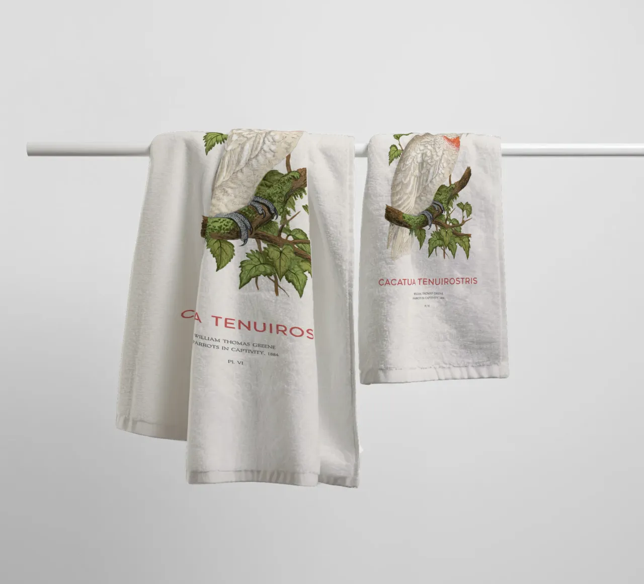 Langschnabelkakadu oder Cacatua tenuirostris Handtuch von Vintagrafica