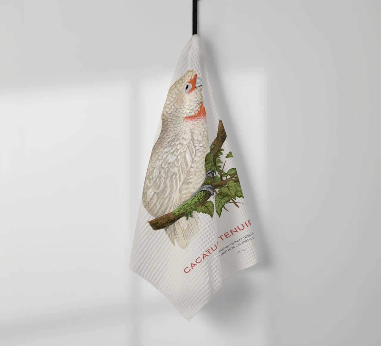 Langschnabelkakadu oder Cacatua tenuirostris Geschirrtuch von Vintagrafica