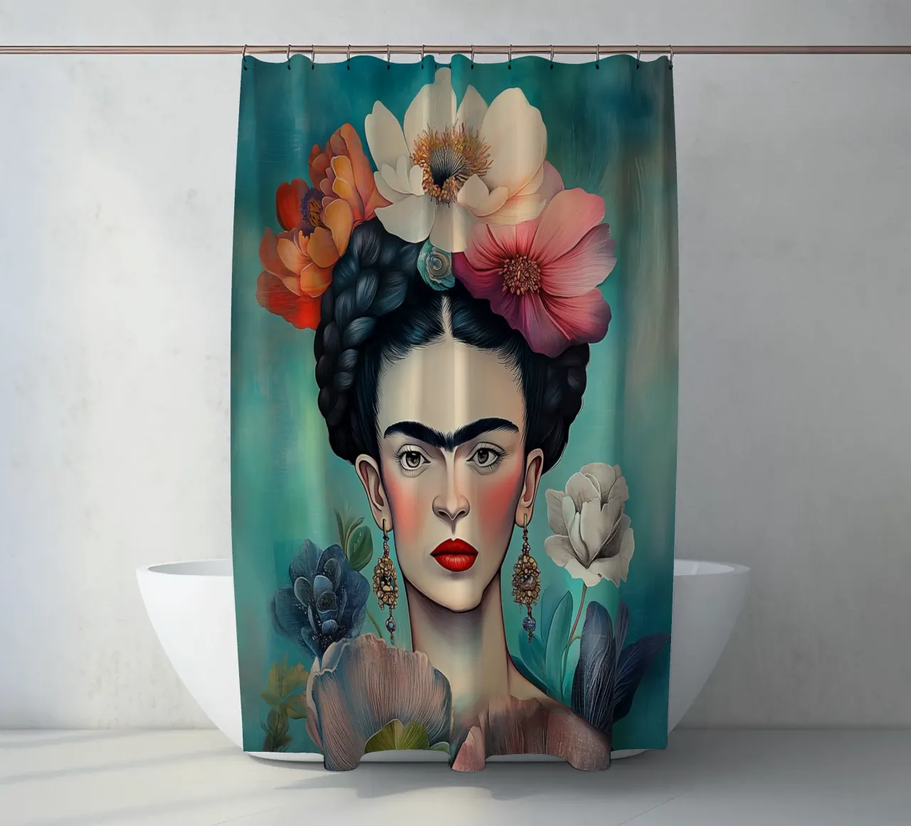 Frida, espressione di creatività tenda da doccia da Carinaprint
