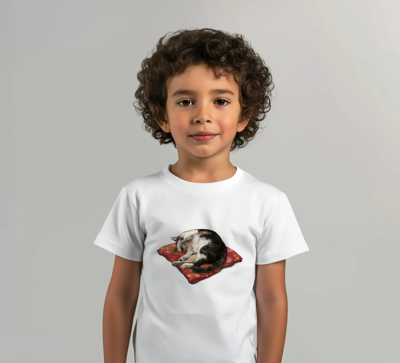 Gatto che sonnecchia t-shirt bambini da Laura Graves