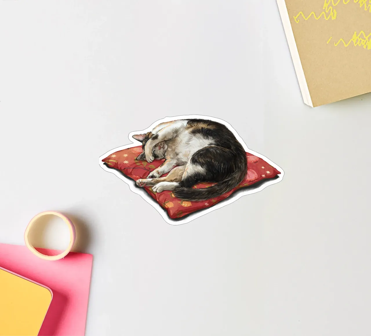 Slapende kat sticker van Laura Graves