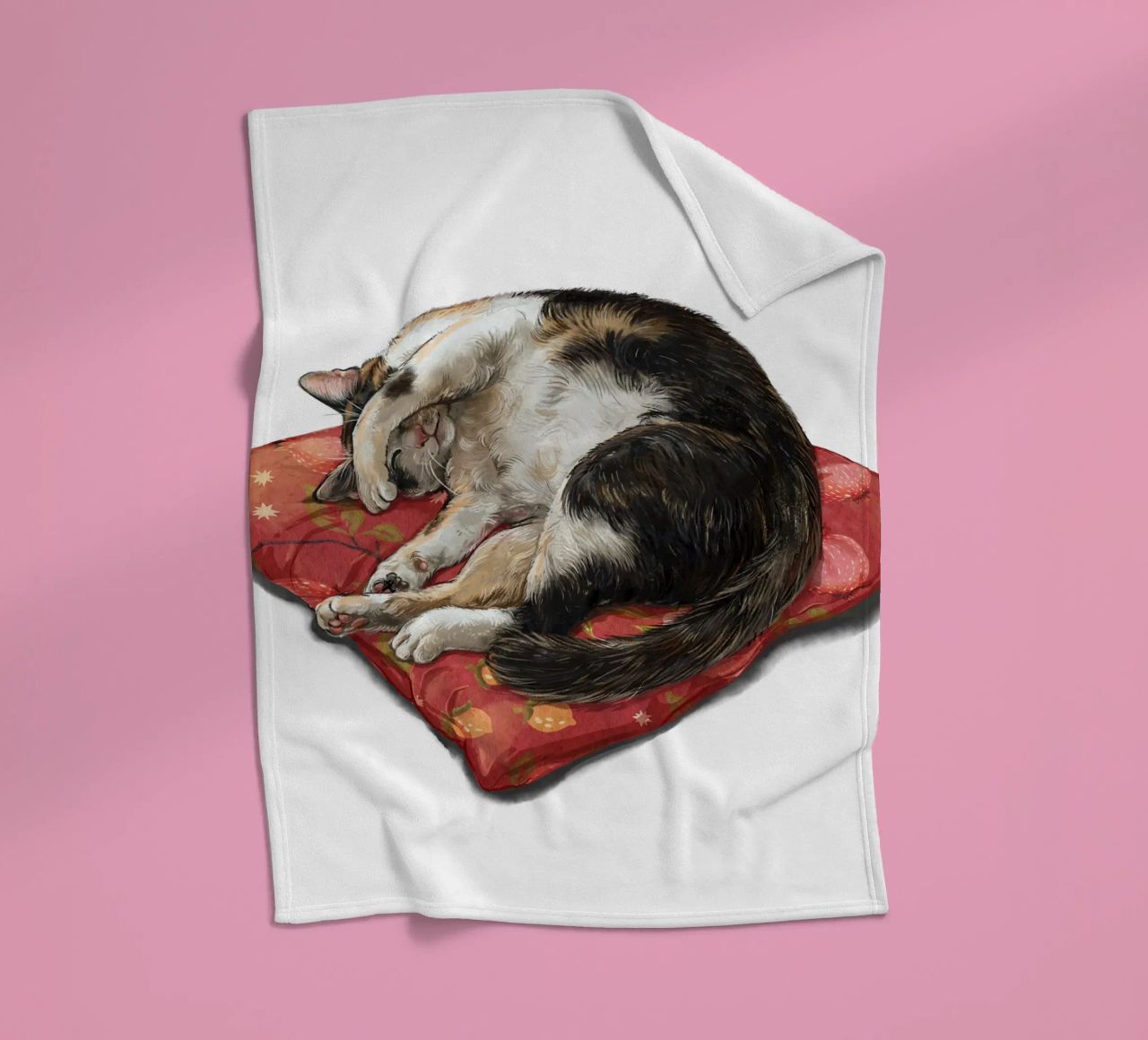 Napping Cat fleece blanket by Laura Graves