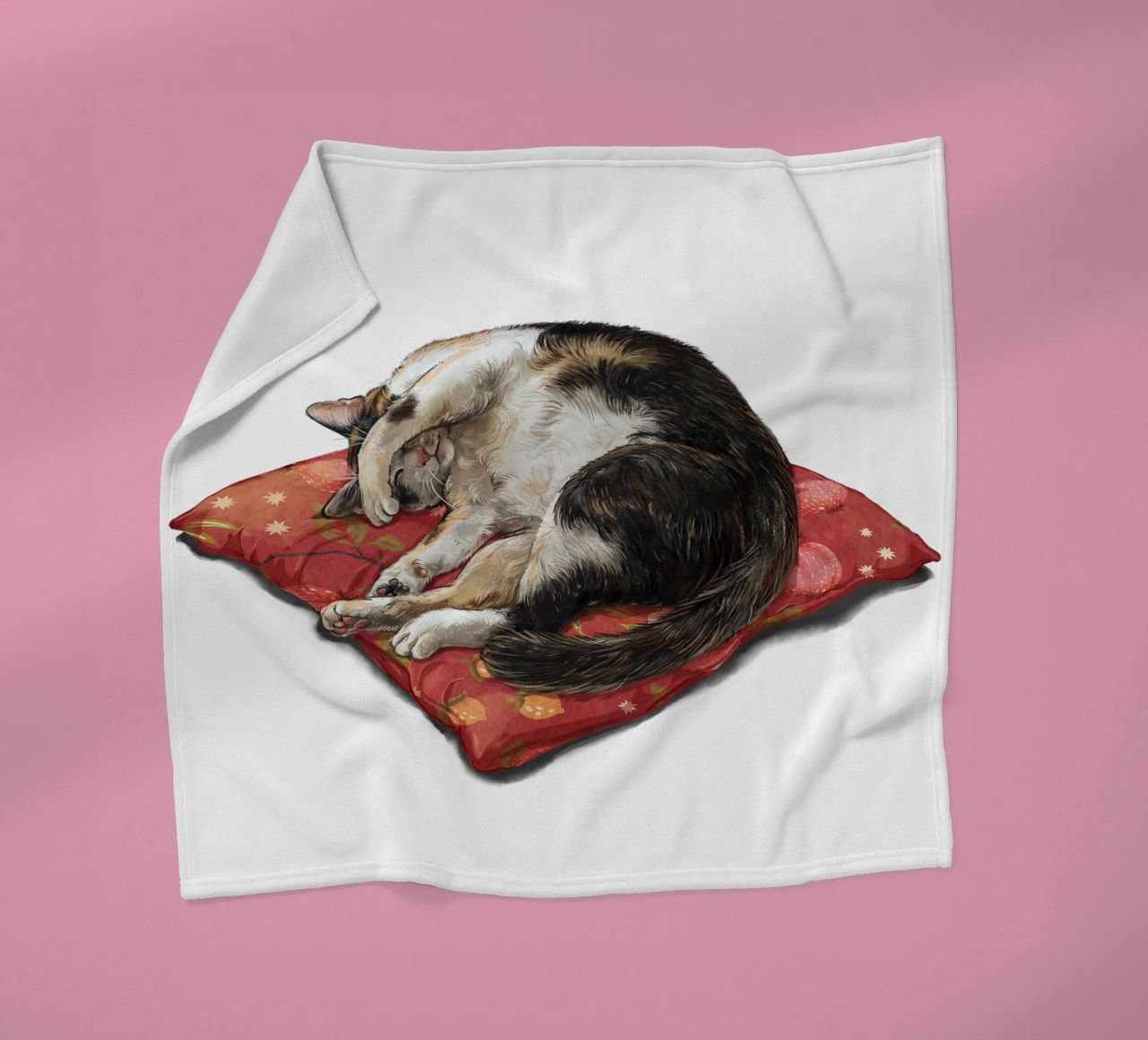 Napping Cat fleece blanket by Laura Graves