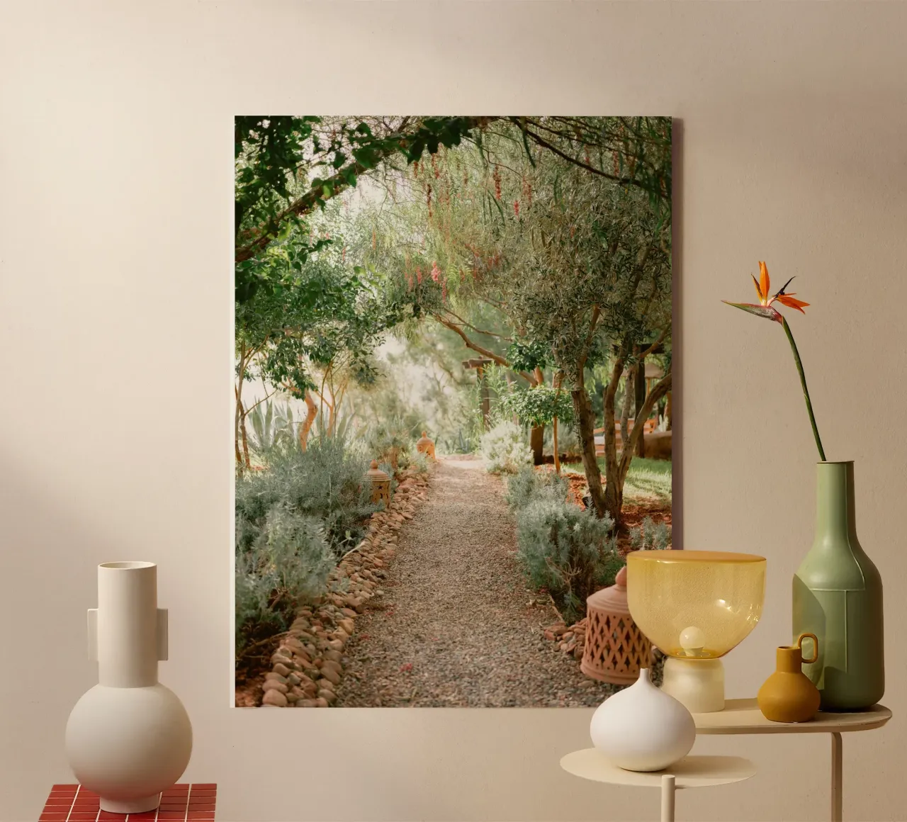 Serene Pathway in Ourika - Travel Photography tela con Cornice a cassetta da Raisa Zwart Photography