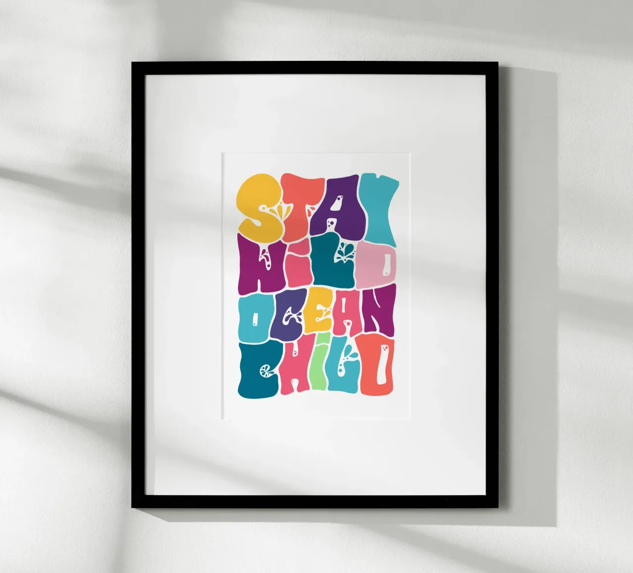 Stay wild ocean child Sommer Poster Ozean Meerliebe Surfing poster con telaio in legno da LIMITED EDITION LETTERS
