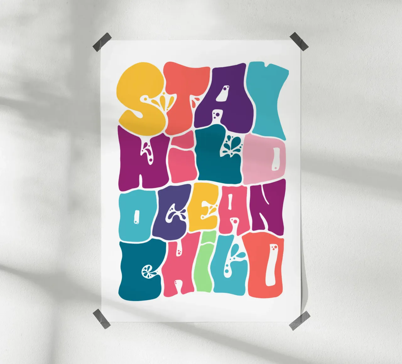 Stay wild ocean child Sommer Poster Ozean Meerliebe Surfing poster con telaio in legno da LIMITED EDITION LETTERS