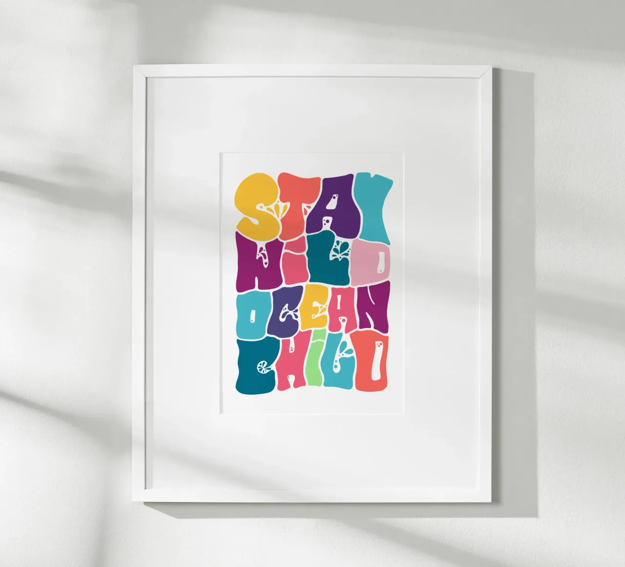 Stay wild ocean child Sommer Poster Ozean Meerliebe Surfing poster con telaio in legno da LIMITED EDITION LETTERS
