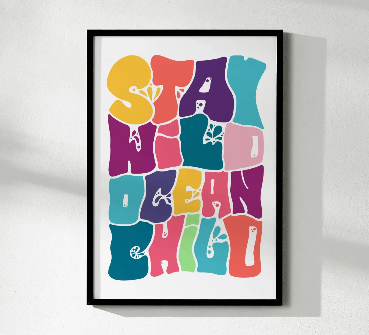 Stay wild ocean child Sommer Poster Ozean Meerliebe Surfing poster con telaio in legno da LIMITED EDITION LETTERS