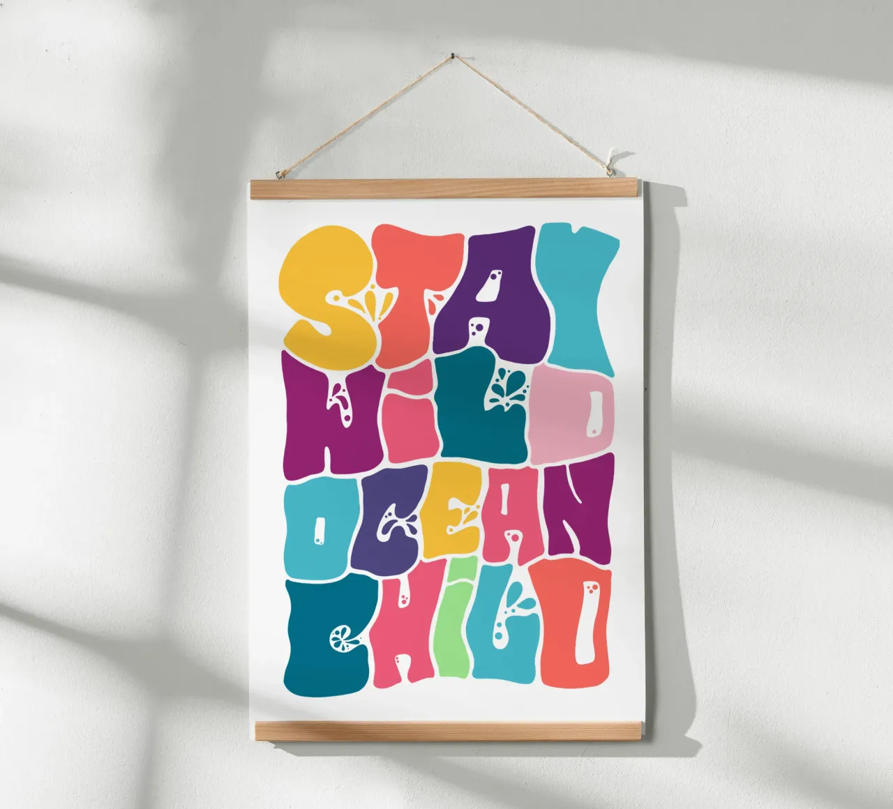 Stay wild ocean child Sommer Poster Ozean Meerliebe Surfing poster con telaio in legno da LIMITED EDITION LETTERS