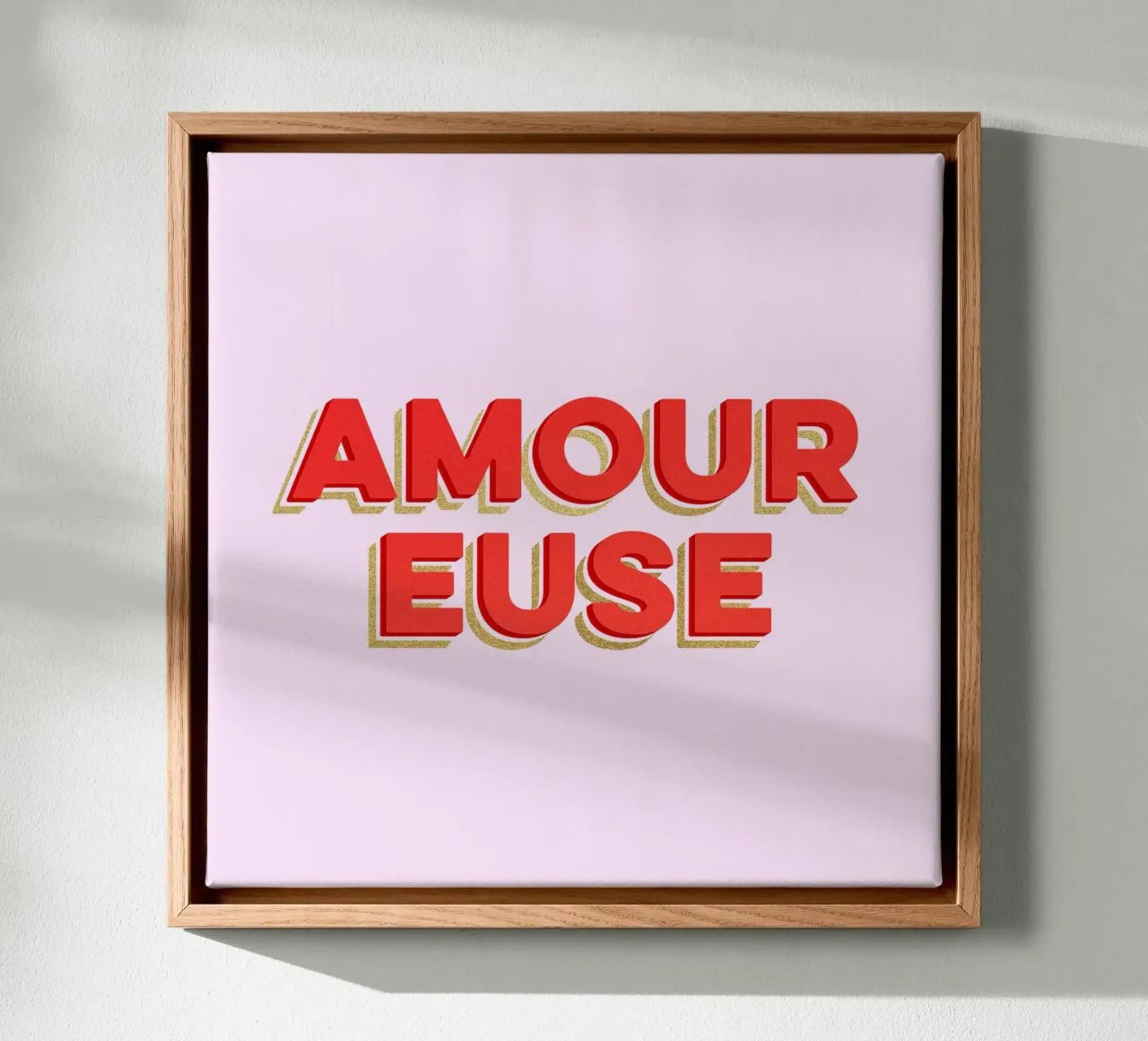 Amoureuse "Innamorato tela con Cornice a cassetta da Dominique Vari Words