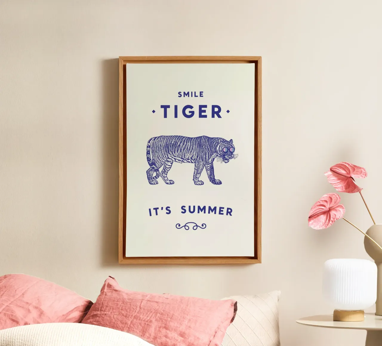 Smile Tiger canvas met Baklijst van Florent Bodart