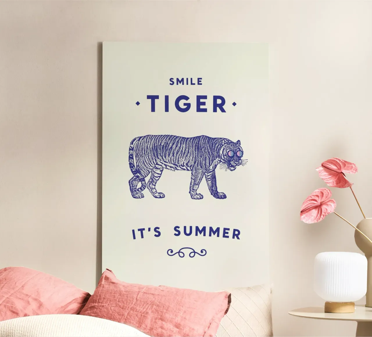 Smile Tiger canvas met Baklijst van Florent Bodart