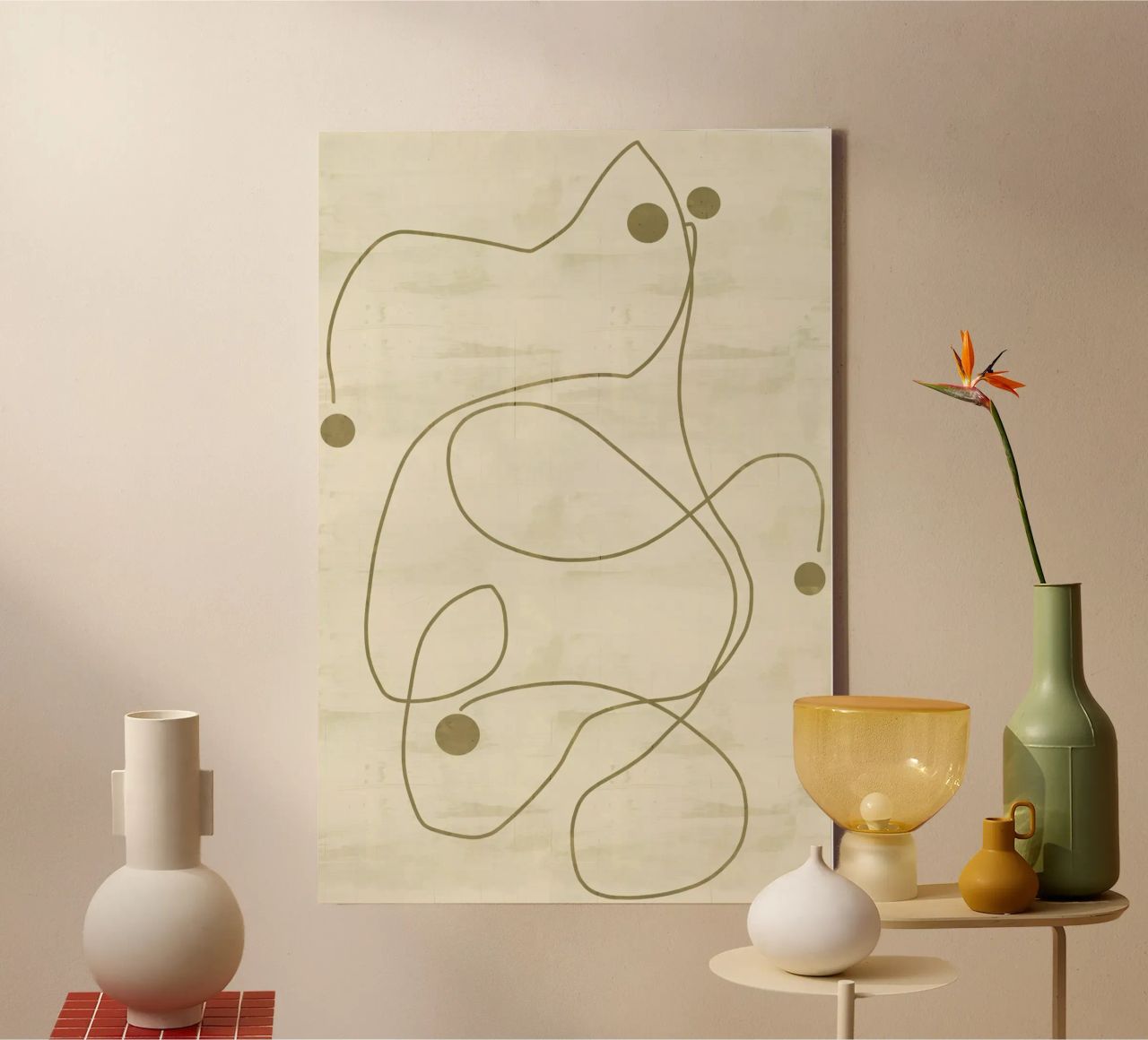 Neutral Lines and Dots 1 Leinwand von Casa Cartissi