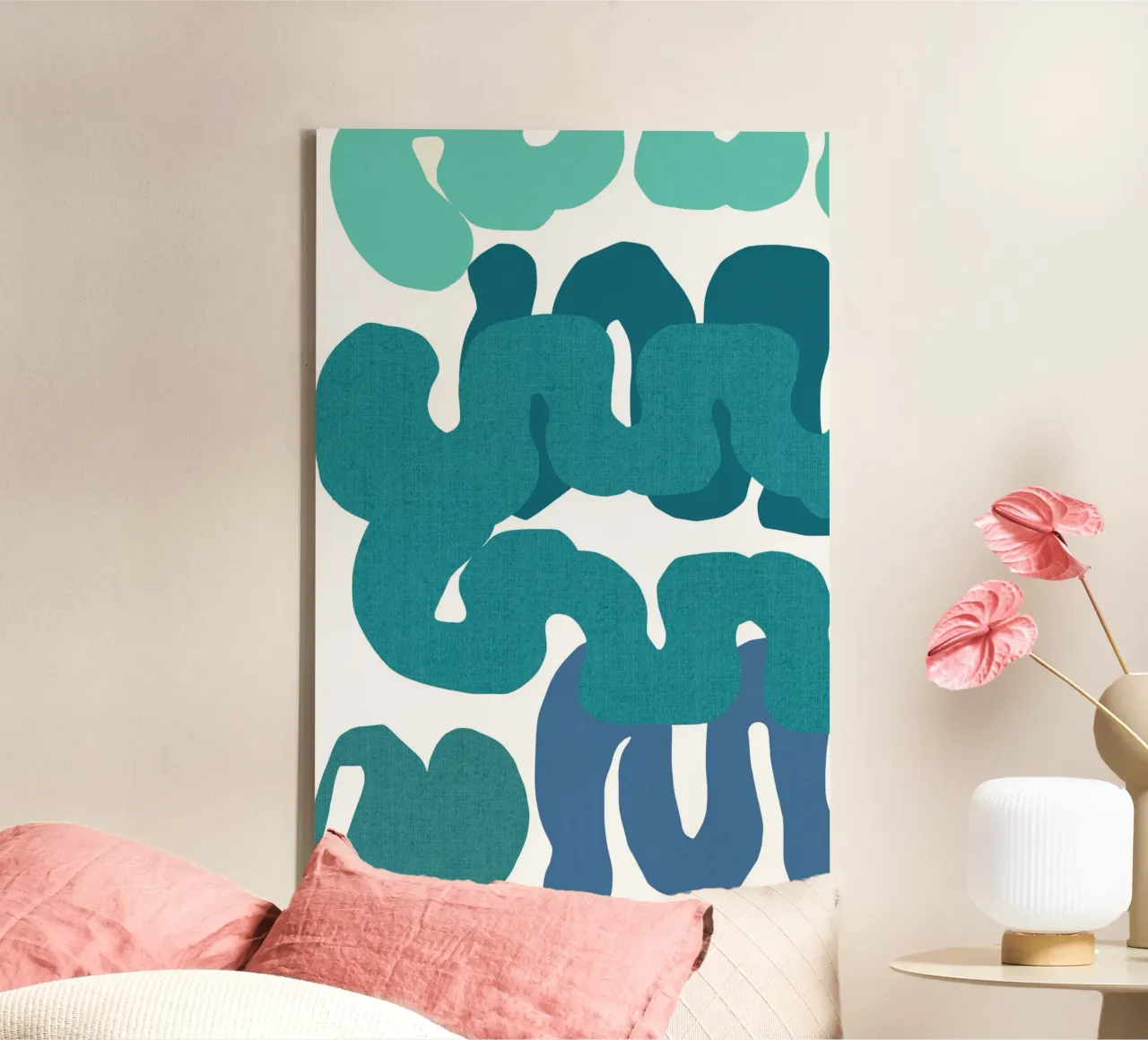 Blue Squiggles 1 canvas with Floater frame by Casa Cartissi