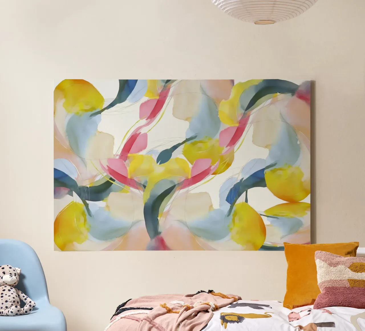 Multi Coloured Abstract Floral tela da Casa Cartissi