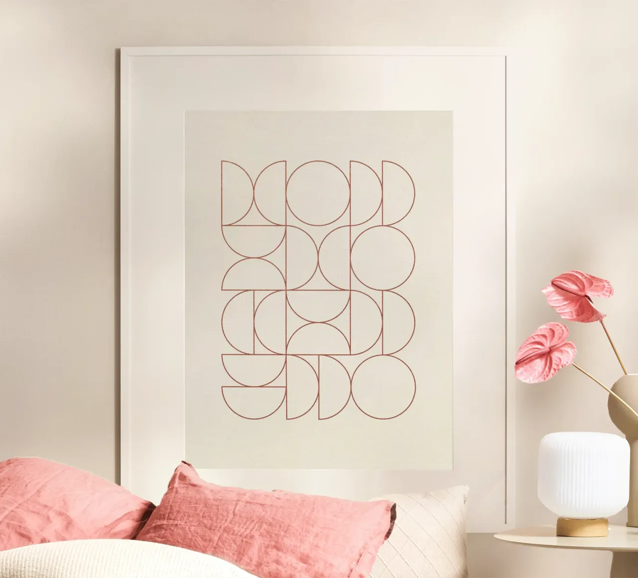 Bauhaus Contour of Semicircles poster con telaio in plastica da apoloprints