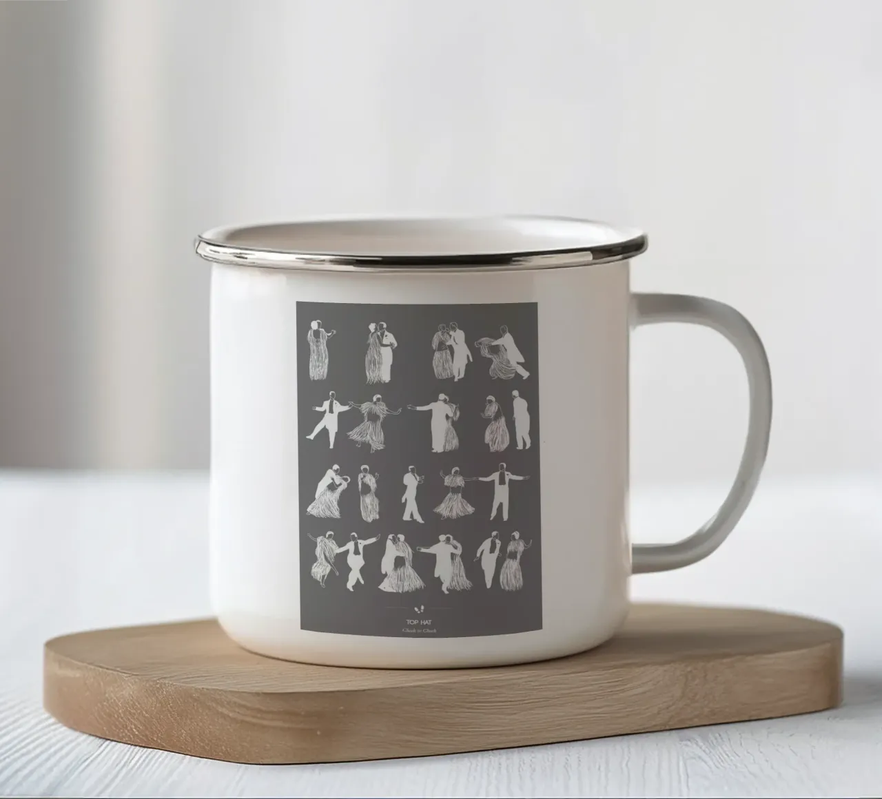 Top Hat - Cheek to Cheek Emaille Tasse von Niege Borges