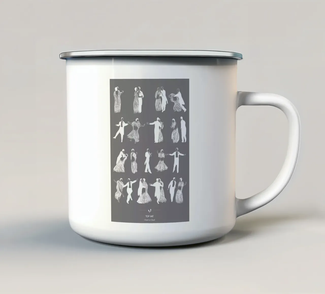 Top Hat - Cheek to Cheek Emaille Tasse von Niege Borges