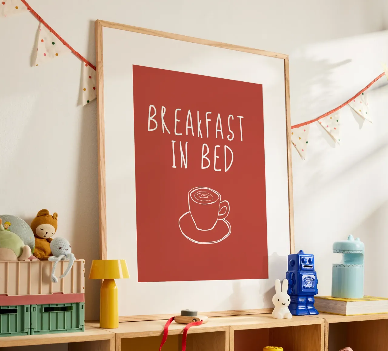 Breakfast in Bed poster with plastic frame by ramosashop