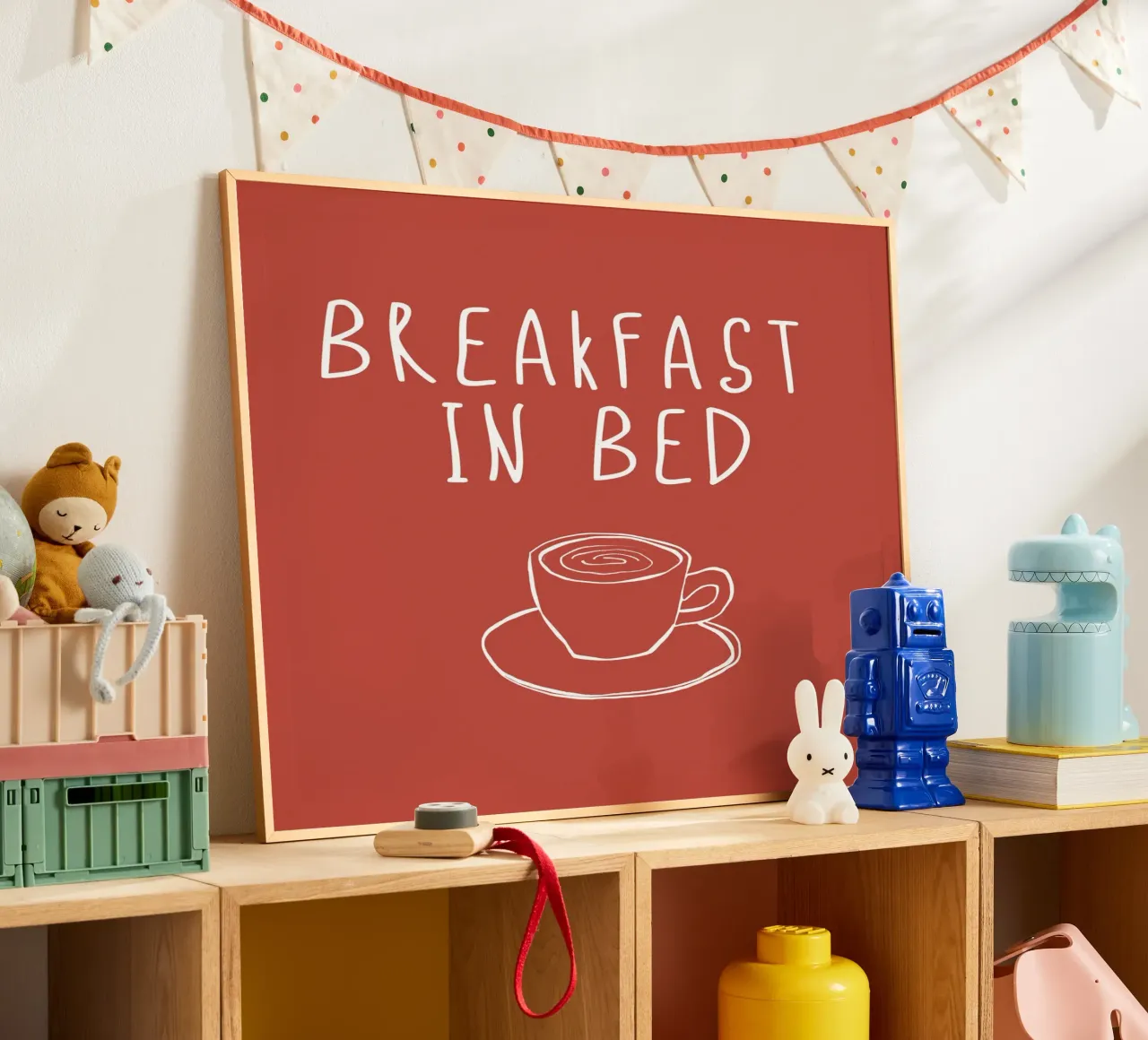 Breakfast in Bed poster with plastic frame by ramosashop