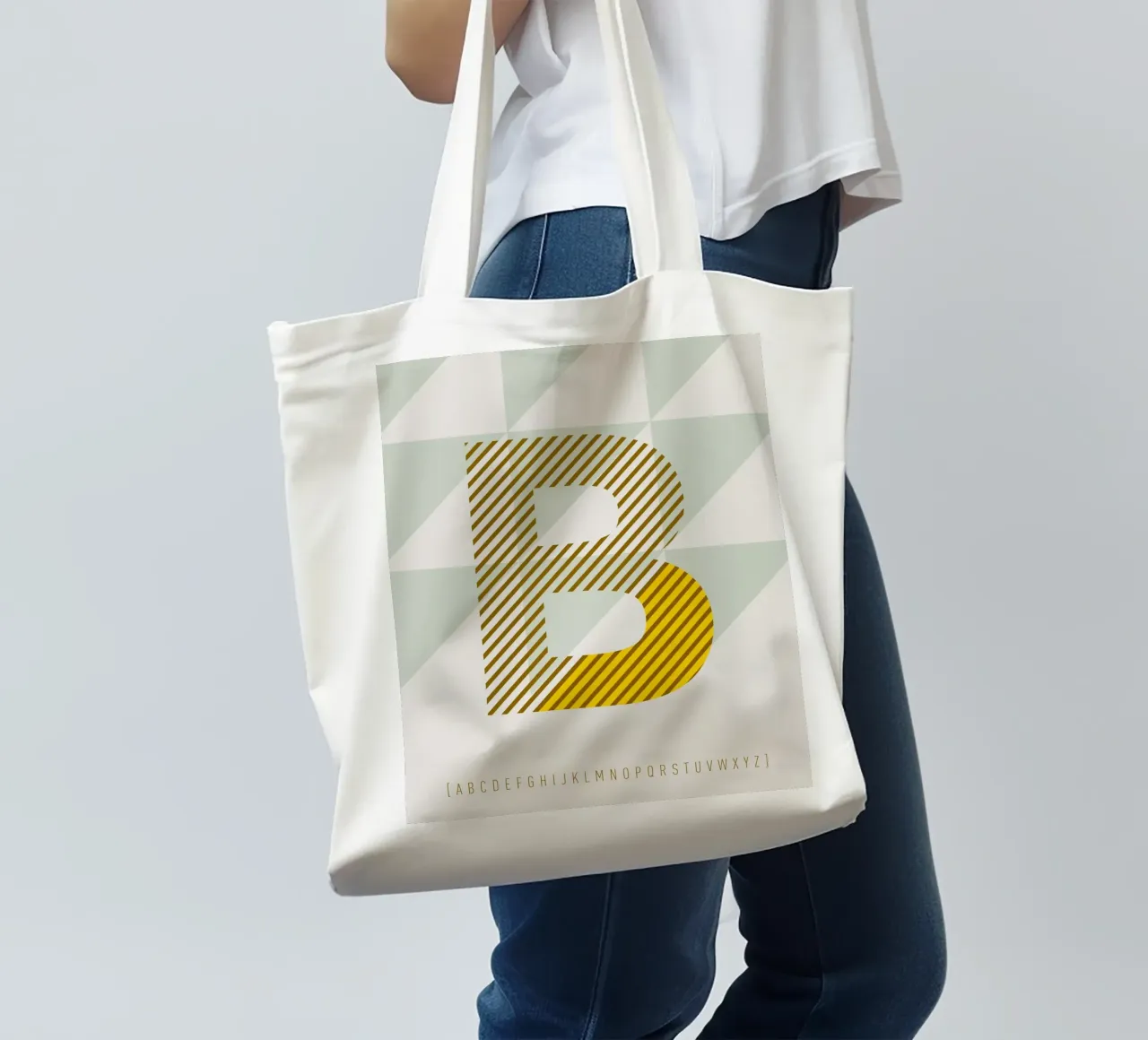 B Typeface Alphabet borsa in juta da lazydaypaper