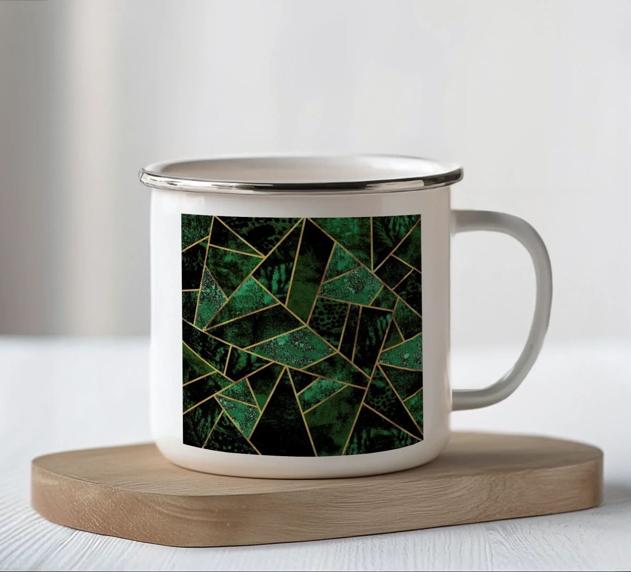 Deep Emerald enamel mug by Elisabeth Fredriksson