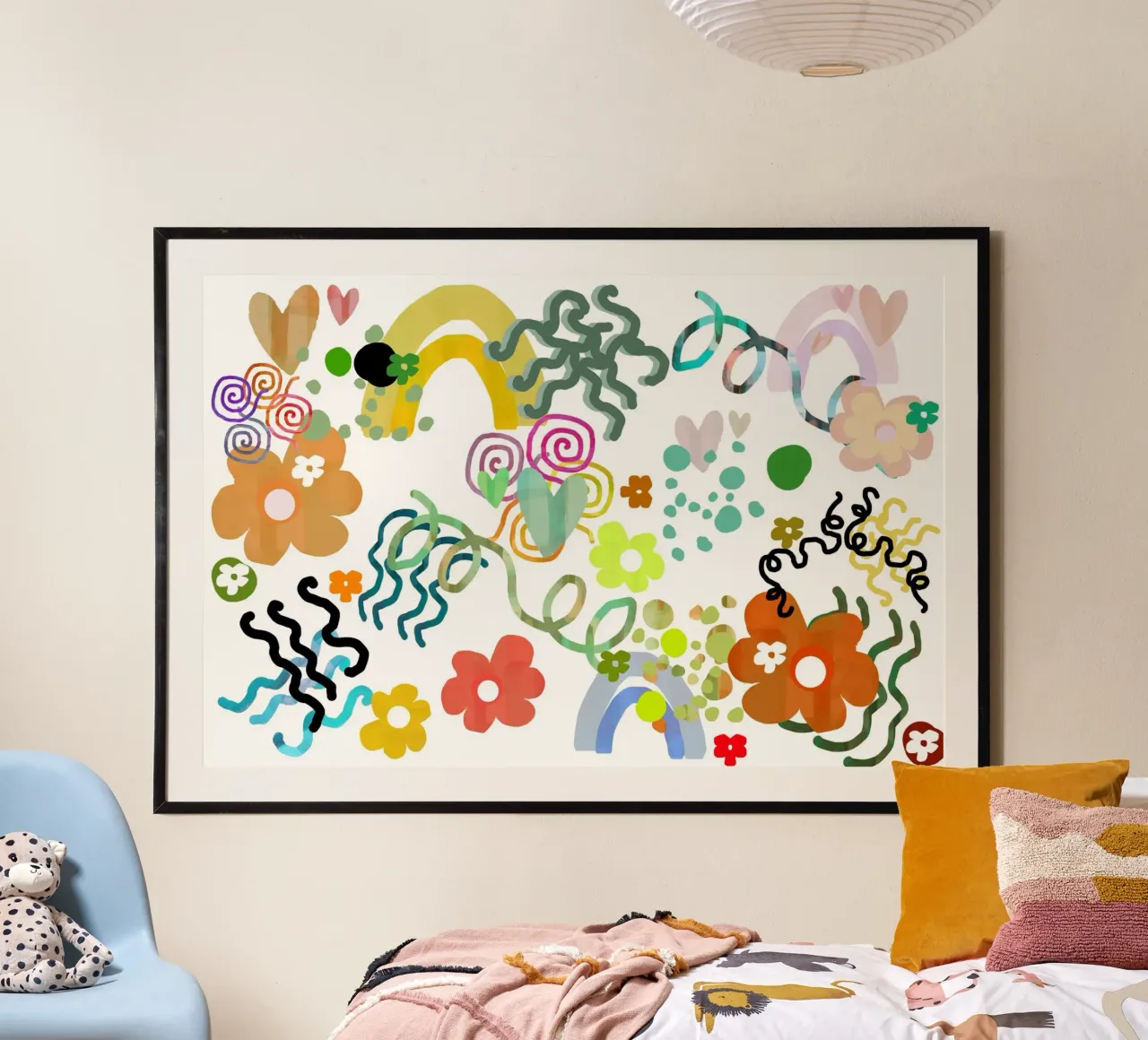 I fiori amano gli arcobaleni poster con telaio in plastica da Casa Cartissi