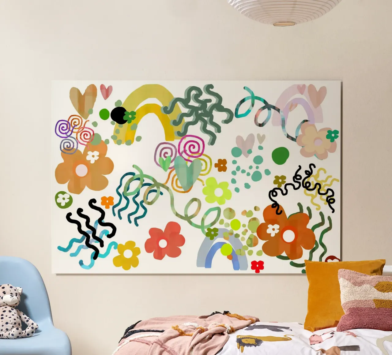 I fiori amano gli arcobaleni poster con telaio in plastica da Casa Cartissi