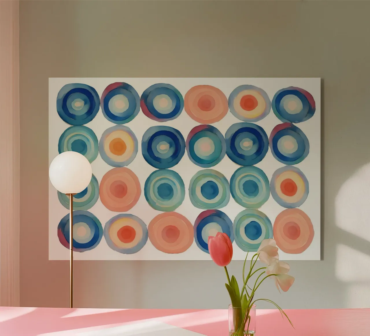 Multi Coloured Watercolour Circles plexiglass da Casa Cartissi