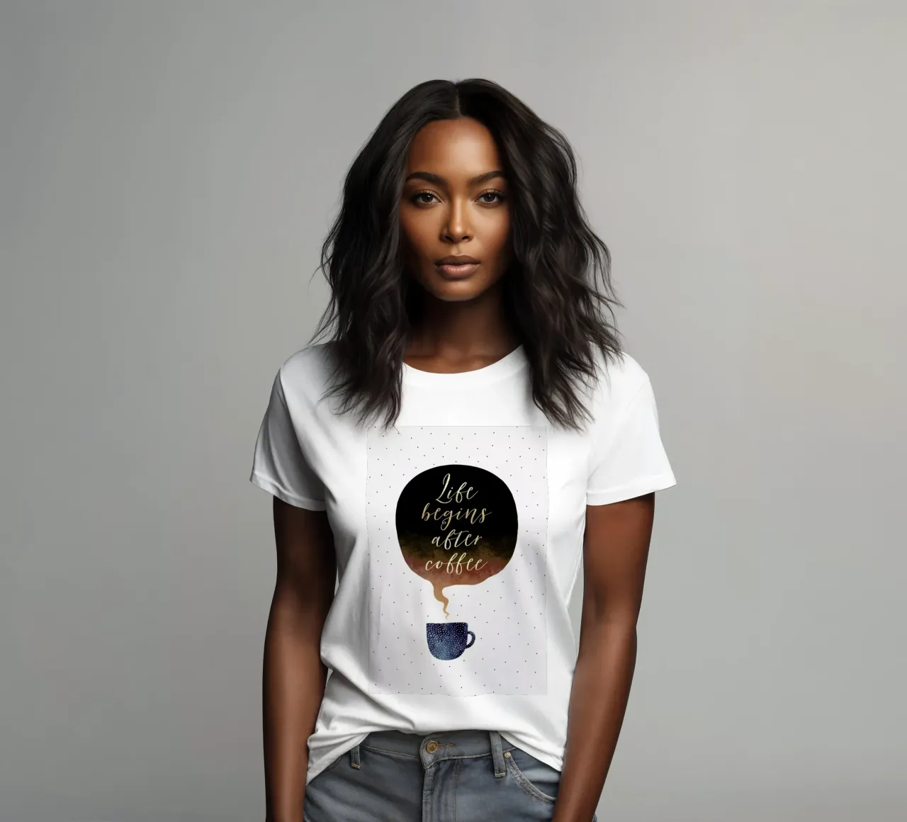 Life Begins After Coffee women's fitted t-shirt by Elisabeth Fredriksson