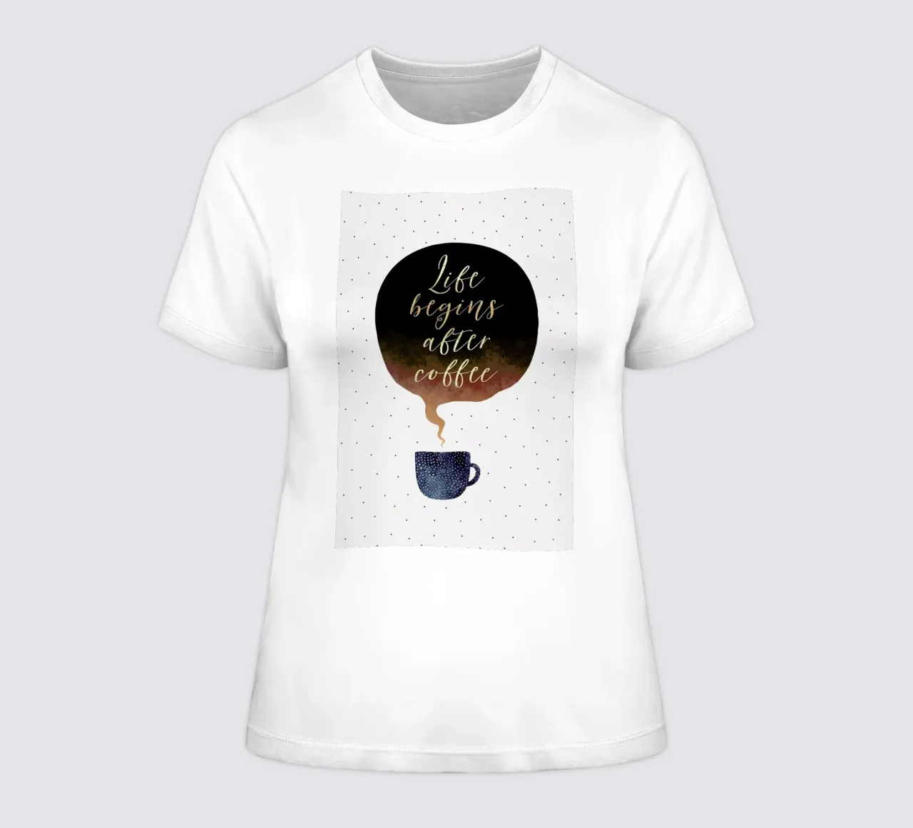 Life Begins After Coffee women's fitted t-shirt by Elisabeth Fredriksson