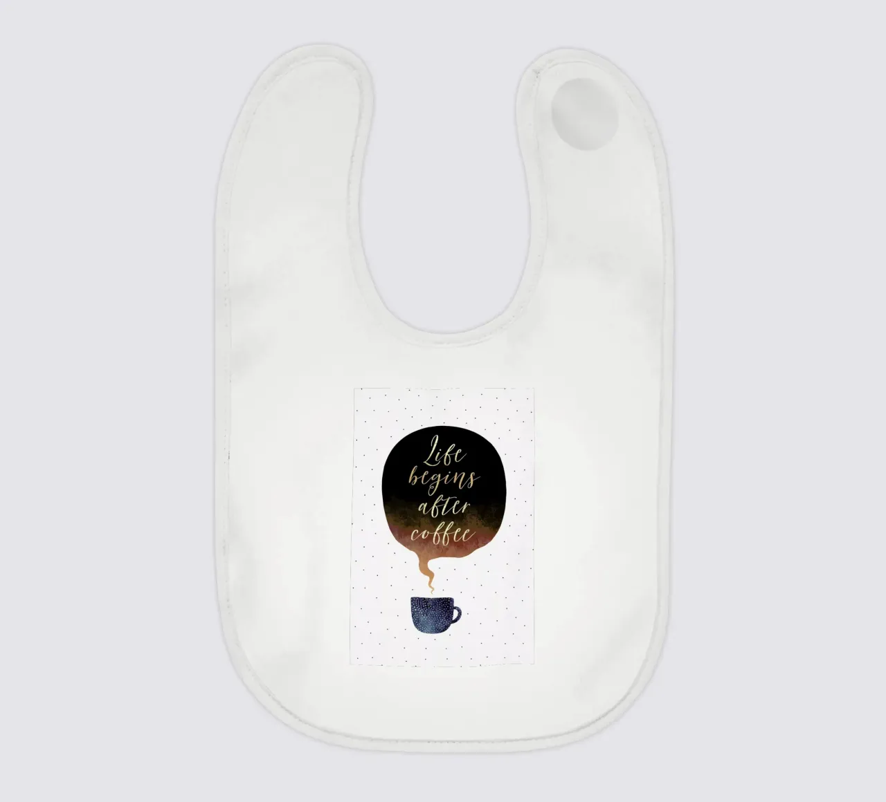 Life Begins After Coffee baby bib by Elisabeth Fredriksson