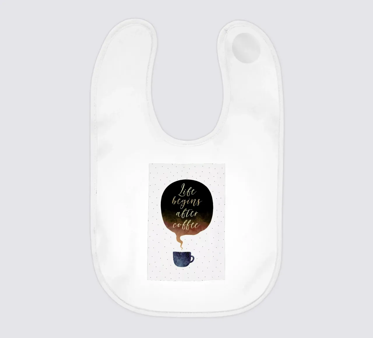 Life Begins After Coffee baby bib by Elisabeth Fredriksson
