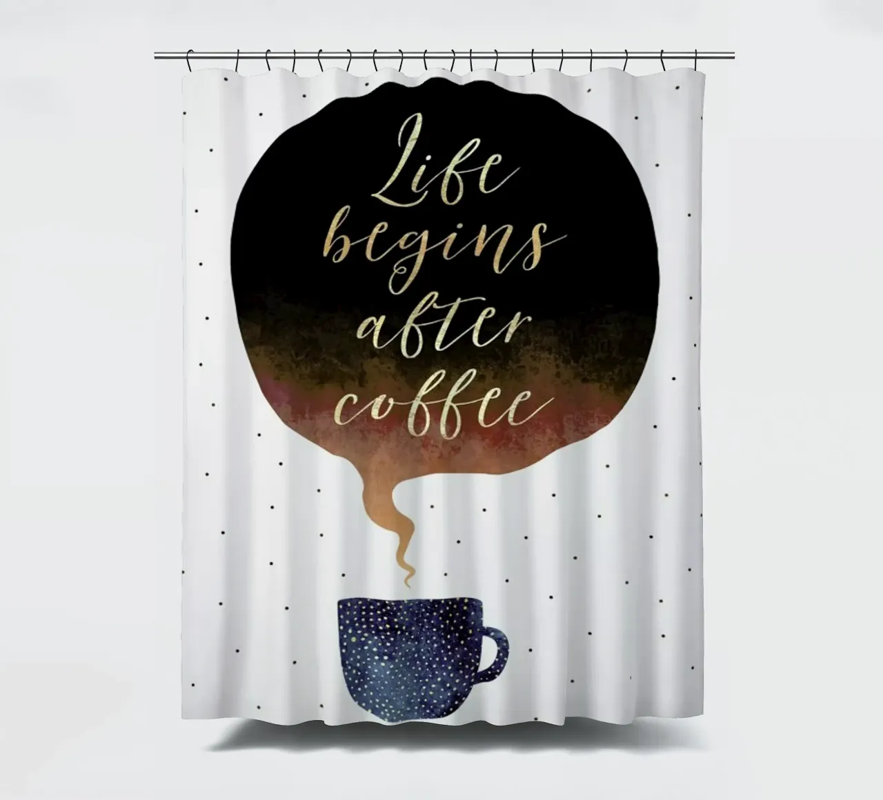 Life Begins After Coffee tenda da doccia da Elisabeth Fredriksson
