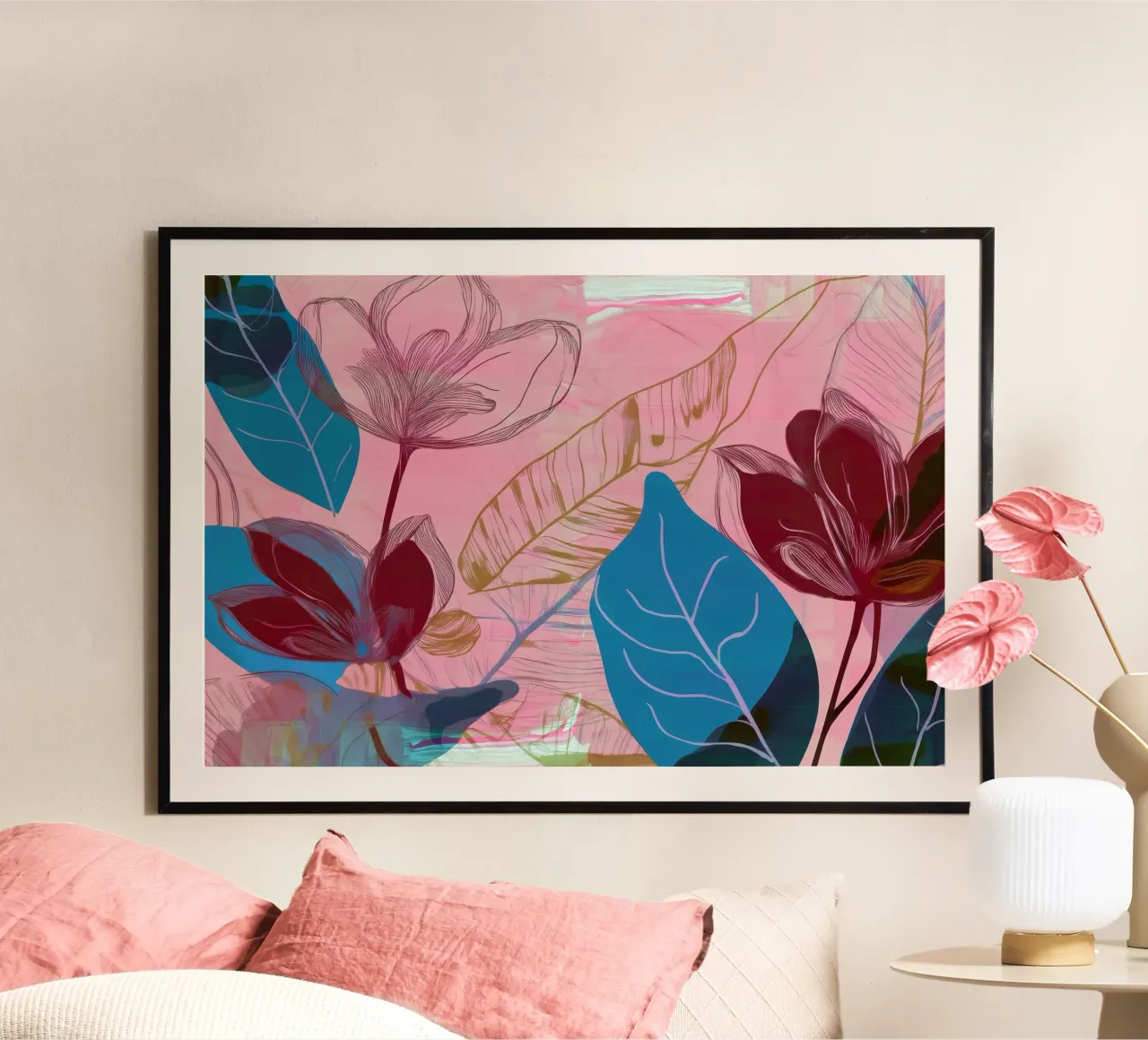 Flower Garden 2 poster con telaio in legno da Casa Cartissi