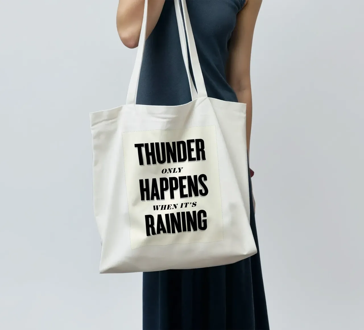 Thunder Only Happens When It's Raining borsa in juta da Lolly & Roobs